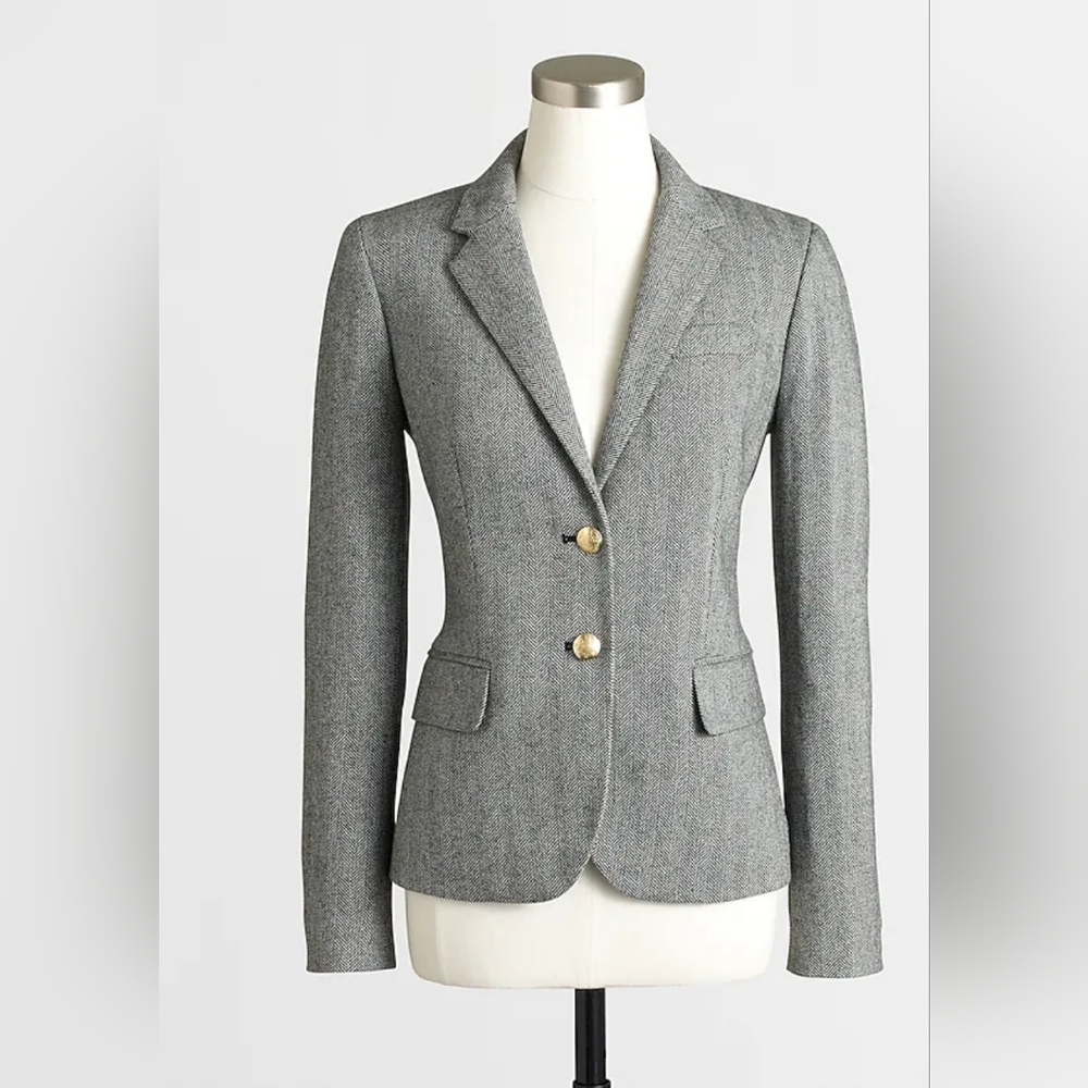 J. Crew Heather Gray Blazer with Gold Accents